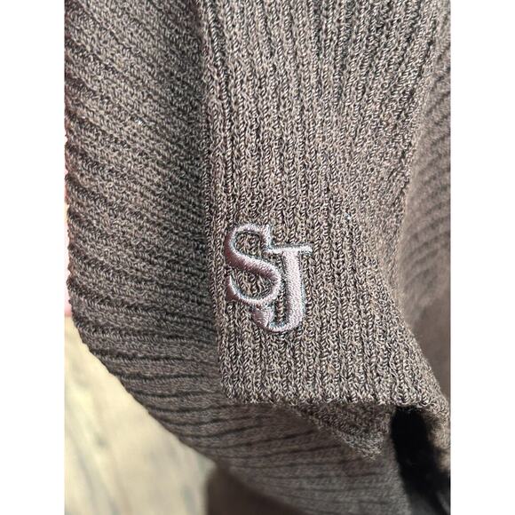 ST. JOHN SPORT Womens Brown Ribbed Wool Scoop Neck Short Sleeve Sweater Size P - Picture 3 of 8